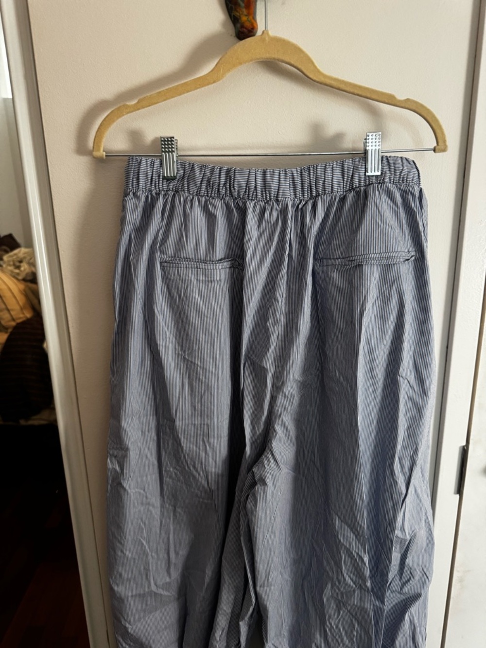 ZARA Blue White Striped Poplin Balloon Pants - Picture 5 of 6